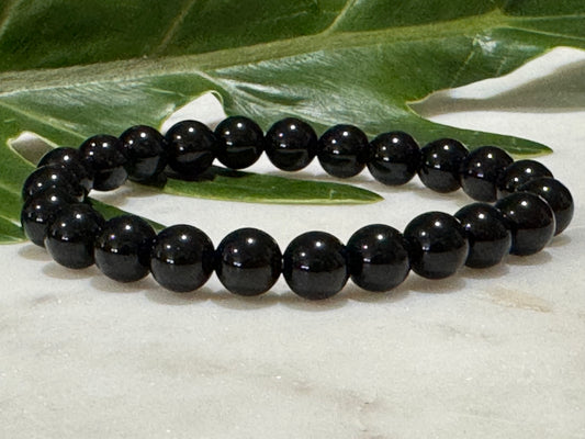 Black Tourmaline Crystal Bead Bracelet
